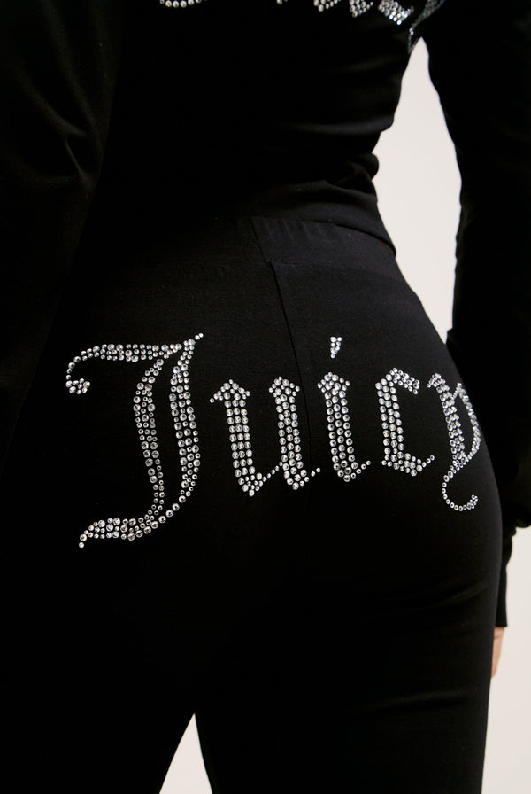 BLACK LOW RISE LUXURY JERSEY DIAMANTÉ TRACK PANT