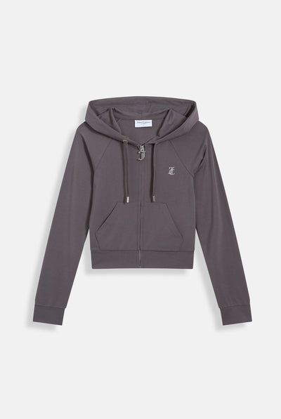 TOP HAT DIAMANTÉ JERSEY ZIP-THROUGH HOODIE