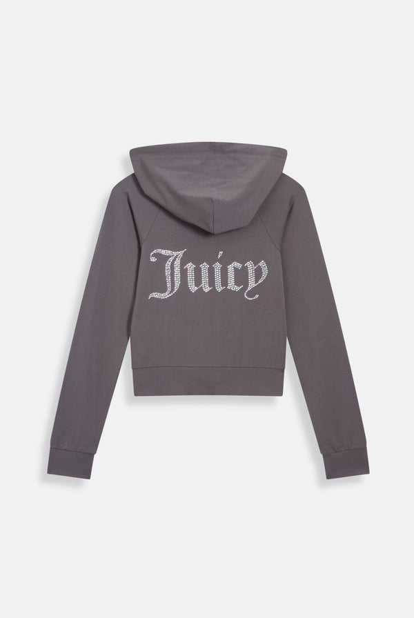 TOP HAT DIAMANTÉ JERSEY ZIP-THROUGH HOODIE