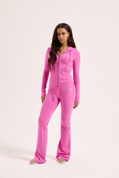 SUPER PINK DIAMANTÉ LUXURY JERSEY LOW RISE PANT