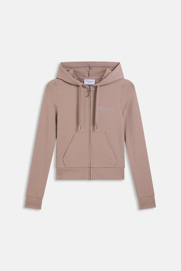 Displays the Fungi 'Juicy' Couture diamanté luxury jersey zip through hoodie 
