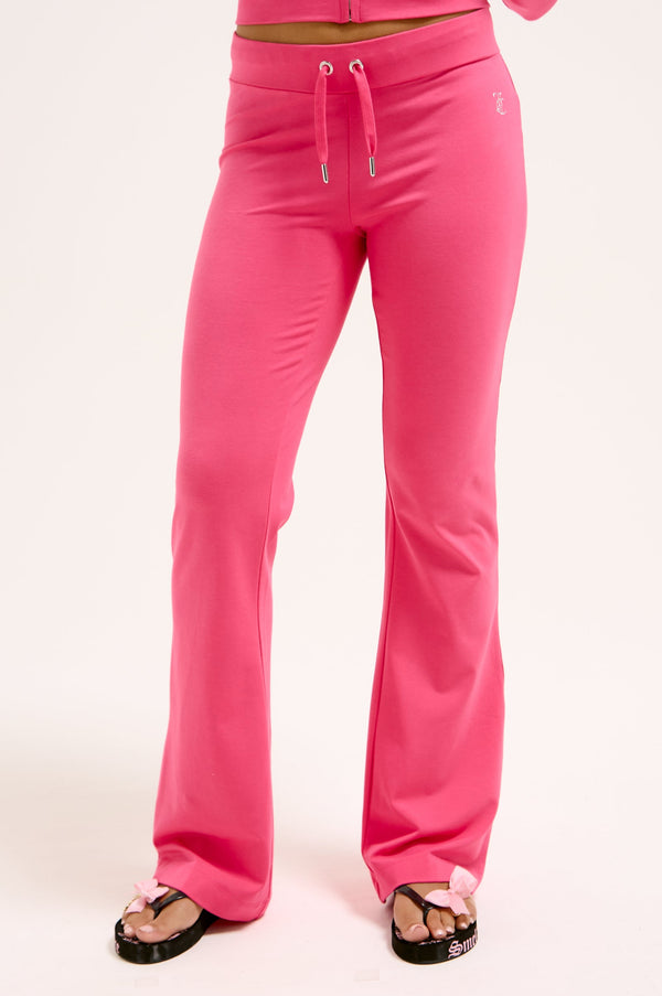 HOT PINK LOW RISE LUXURY JERSEY DIAMANTÉ TRACK PANT