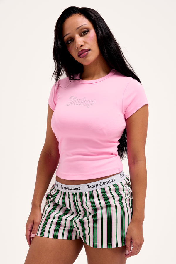 GREEN STRIPE COTTON BOXER