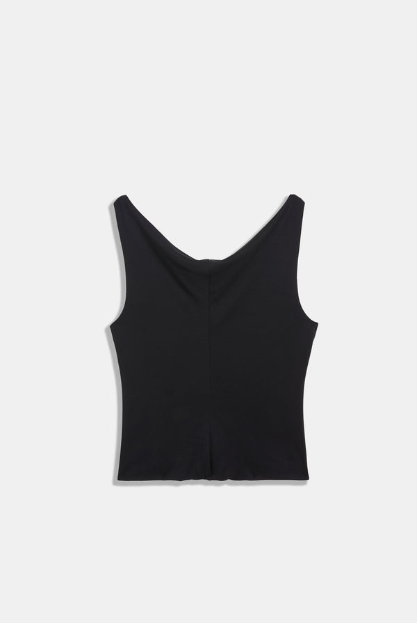 BLACK OUTLINE DIAMANTE DRAPE TOP