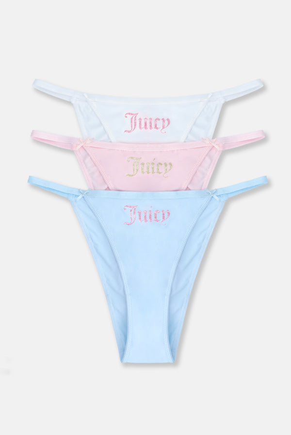 3 PACK PASTEL GLITTER SLOGAN BRIEFS