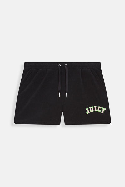 BLACK COLLEGIATE TOWELLING SHORTS