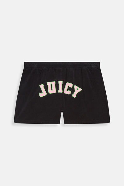 BLACK COLLEGIATE TOWELLING SHORTS