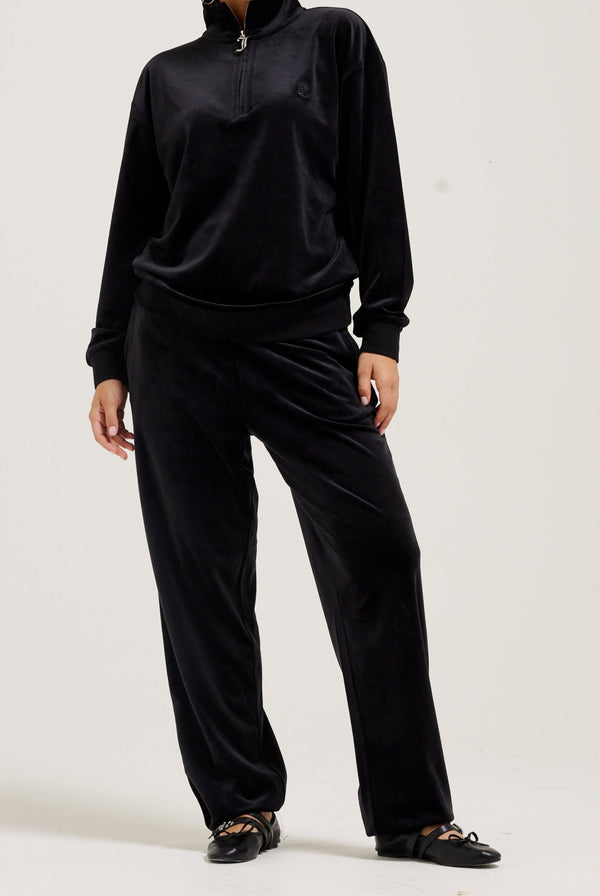 BLACK CLASSIC VELOUR CUFFED RELAXED JOGGERS