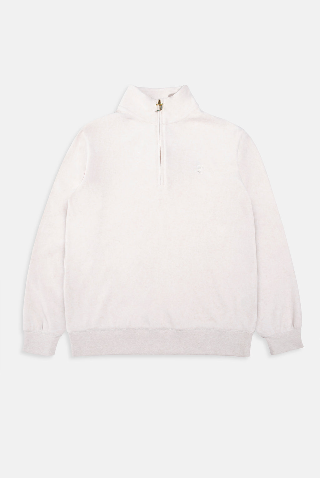 OATMEAL MARL/ GOLD OVERSIZED QUARTER ZIP COTTON VELOUR TRACK TOP