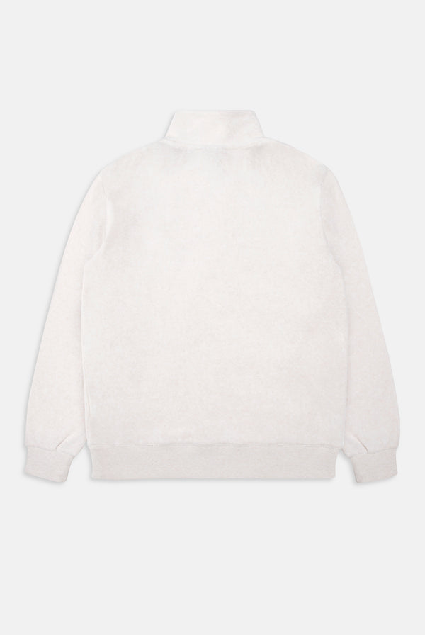 OATMEAL MARL/ GOLD OVERSIZED QUARTER ZIP COTTON VELOUR TRACK TOP