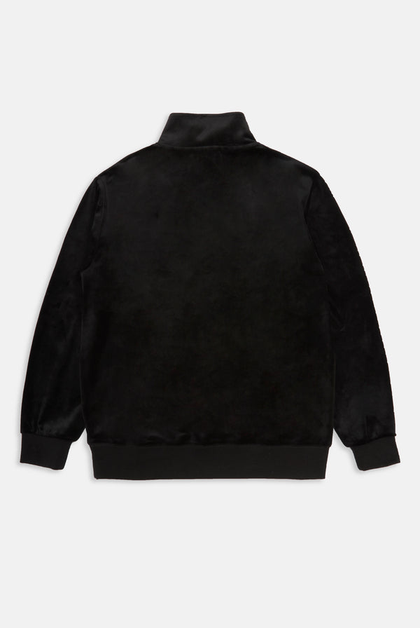 BLACK OVERSIZED QUARTER ZIP CLASSIC VELOUR TRACK TOP