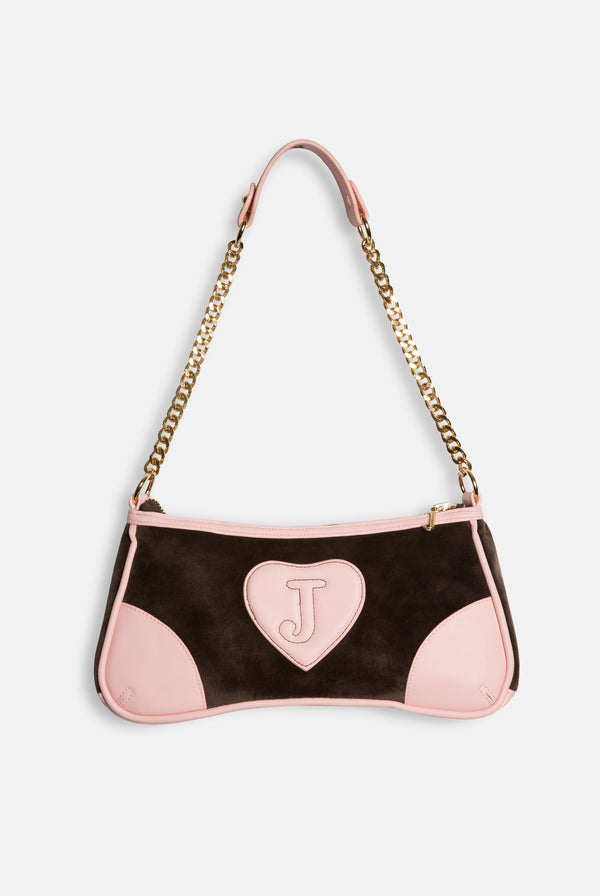 JAVA & CHERRY BLOSSOM CREST VELOUR MINI HANDBAG