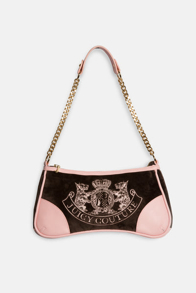 JAVA & CHERRY BLOSSOM CREST VELOUR MINI HANDBAG