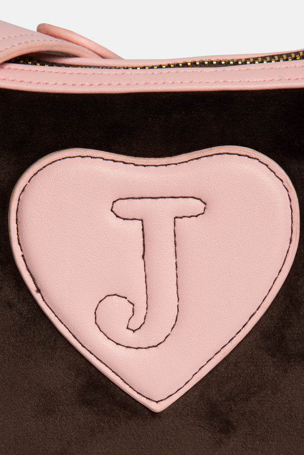 JAVA & CHERRY BLOSSOM CREST VELOUR MINI HANDBAG