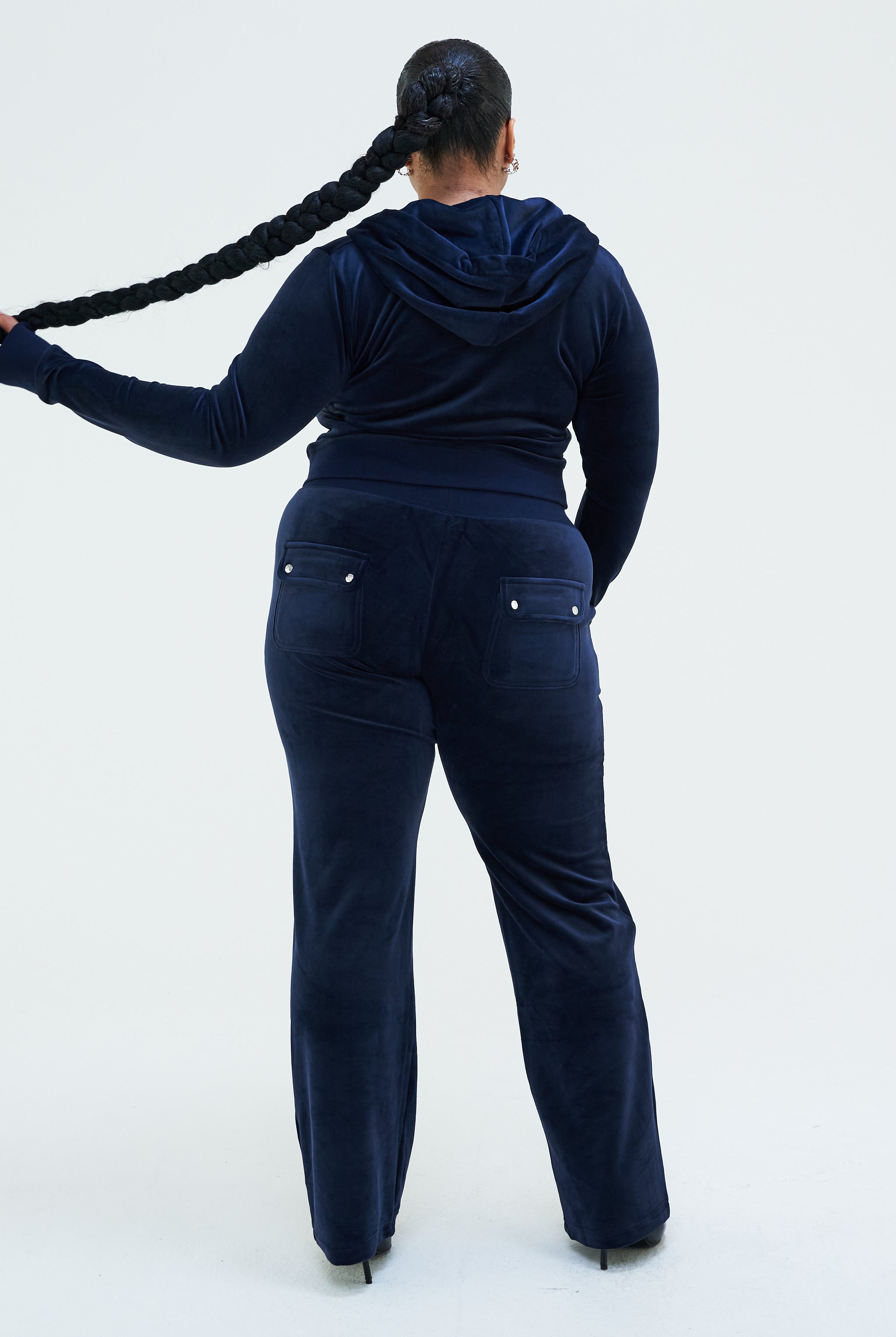 Velour tracksuit with back 2024 pockets