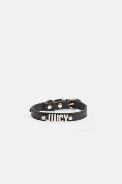 BLACK DOG COLLAR WITH METAL LOGO