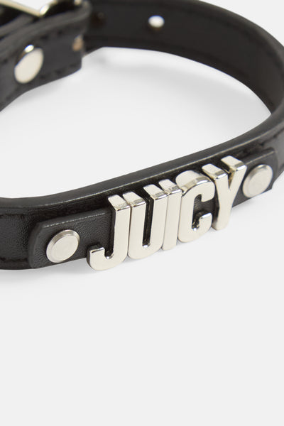 BLACK DOG COLLAR WITH METAL LOGO