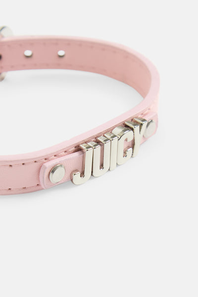 PASTEL PINK DOG COLLAR WITH METAL LOGO