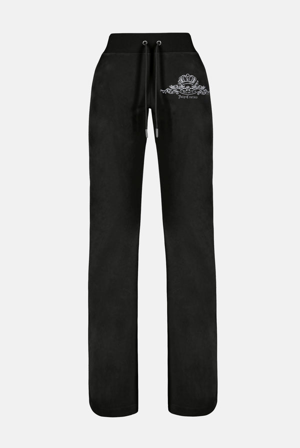 BLACK LOW RISE FLARE CLASSIC VELOUR TRACK PANT – Juicy Couture UK