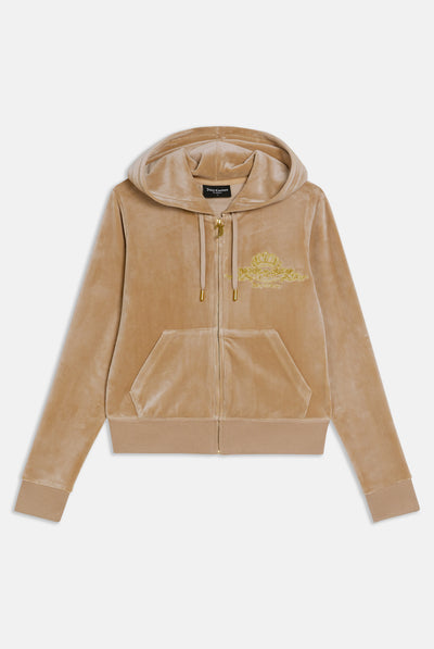 NOMAD ARCH EMBROIDERED ZIP THROUGH VELOUR HOODIE
