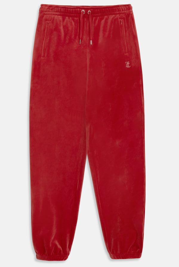 RED DAHLIA DIAMANTÉ VELOUR CUFFED BOTTOMS