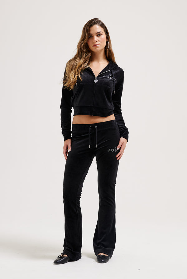 BLACK CLASSIC VELOUR REGAL DIAMANTÉ TRACK PANT