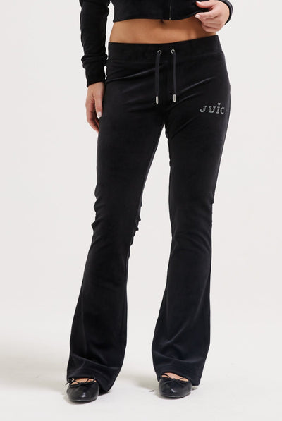 BLACK CLASSIC VELOUR REGAL DIAMANTÉ TRACK PANT