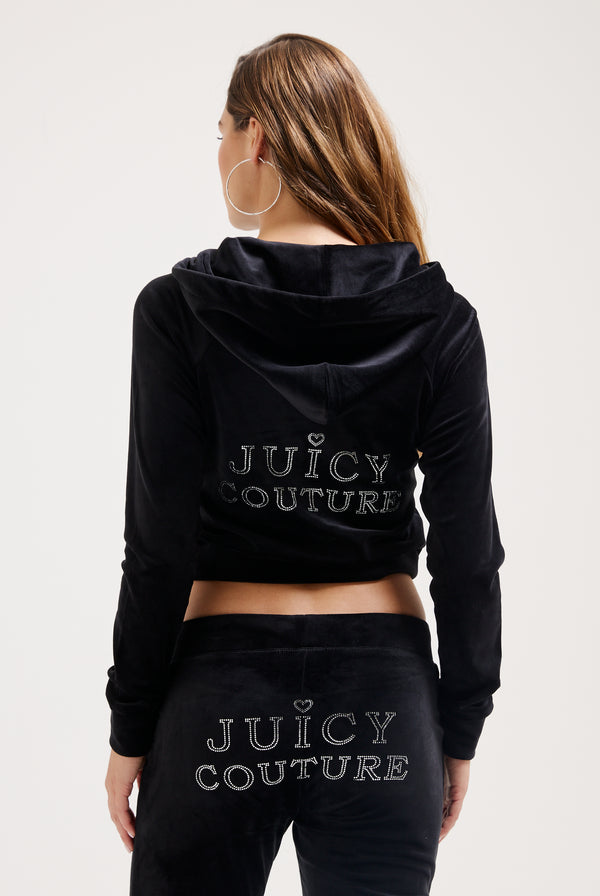 BLACK REGAL DIAMANTÉ CLASSIC VELOUR HOODIE