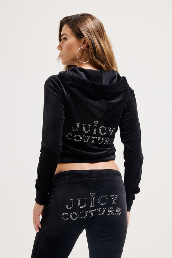 BLACK REGAL DIAMANTÉ CLASSIC VELOUR HOODIE