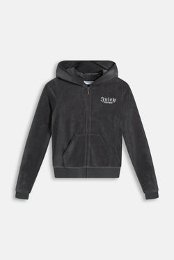 Displays the Raven 'Juicy' branded Regal Rebelle Robyn Hoodie