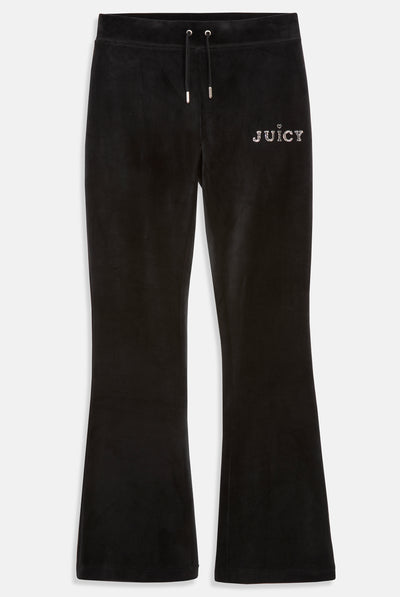 BLACK CLASSIC VELOUR REGAL DIAMANTÉ TRACK PANT