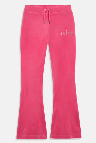 HOT PINK CLASSIC VELOUR REGAL DIAMANTÉ TRACK PANT