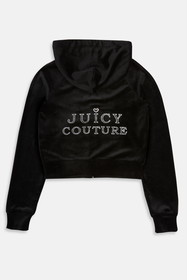 BLACK REGAL DIAMANTÉ CLASSIC VELOUR HOODIE