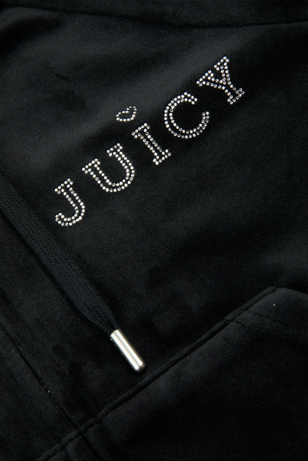 BLACK REGAL DIAMANTÉ CLASSIC VELOUR HOODIE