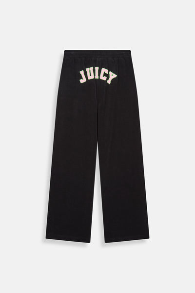 BLACK WIDE LEG COLLEGIATE TOWELLING PANTS