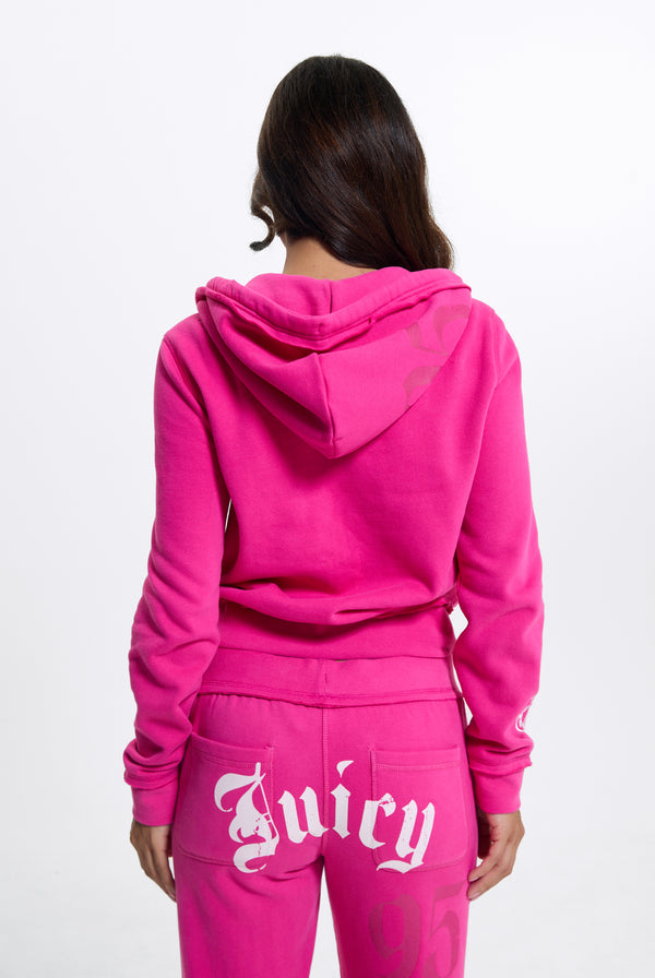 Nostalgia Pink Longline Fleece Zip-Through Hoodie