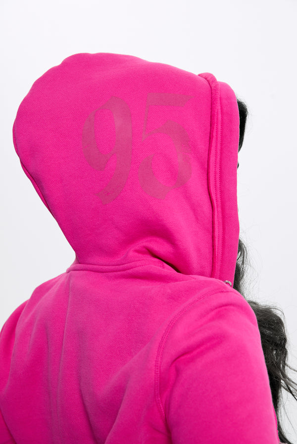 Nostalgia Pink Longline Fleece Zip-Through Hoodie