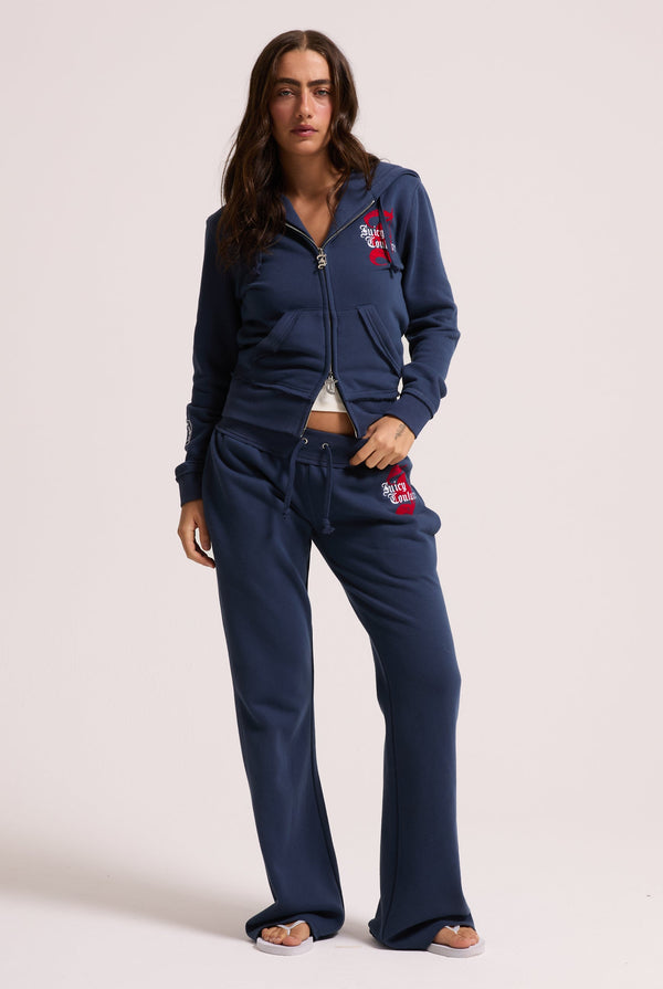 MOOD INDIGO LONGLINE FLEECE ZIP THROUGH HOODIE