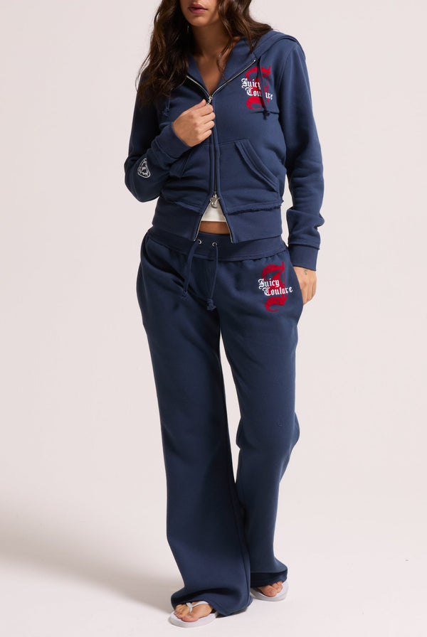 MOOD INDIGO LONGLINE FLEECE ZIP THROUGH HOODIE