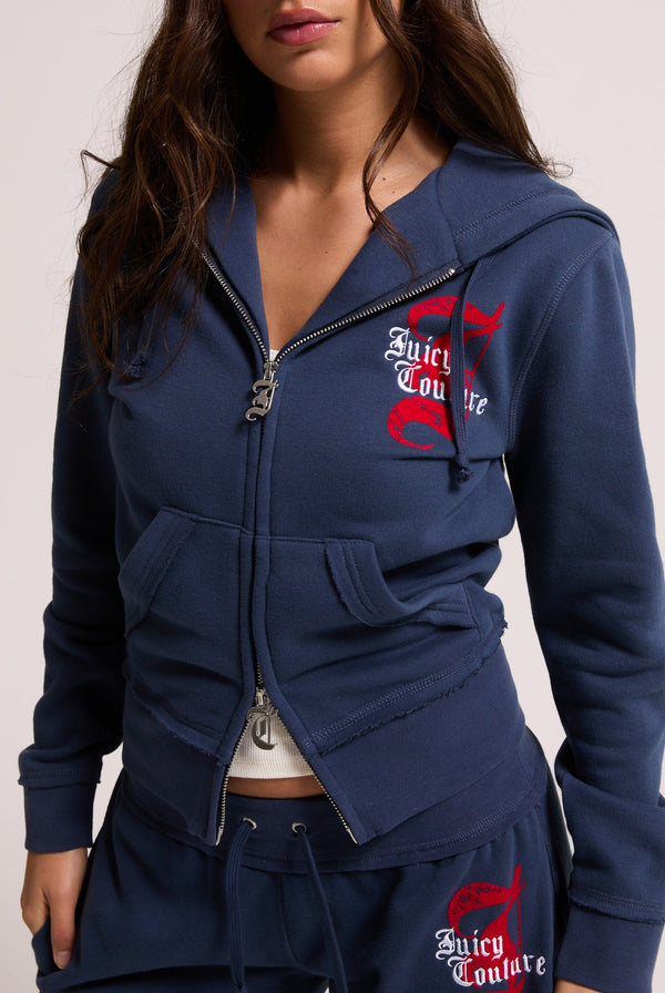MOOD INDIGO LONGLINE FLEECE ZIP THROUGH HOODIE