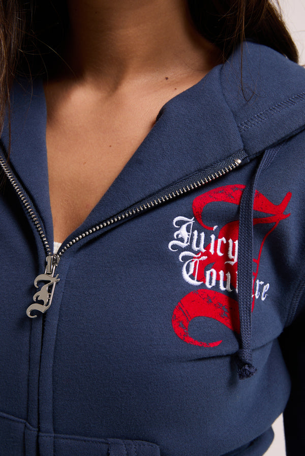 MOOD INDIGO LONGLINE FLEECE ZIP THROUGH HOODIE