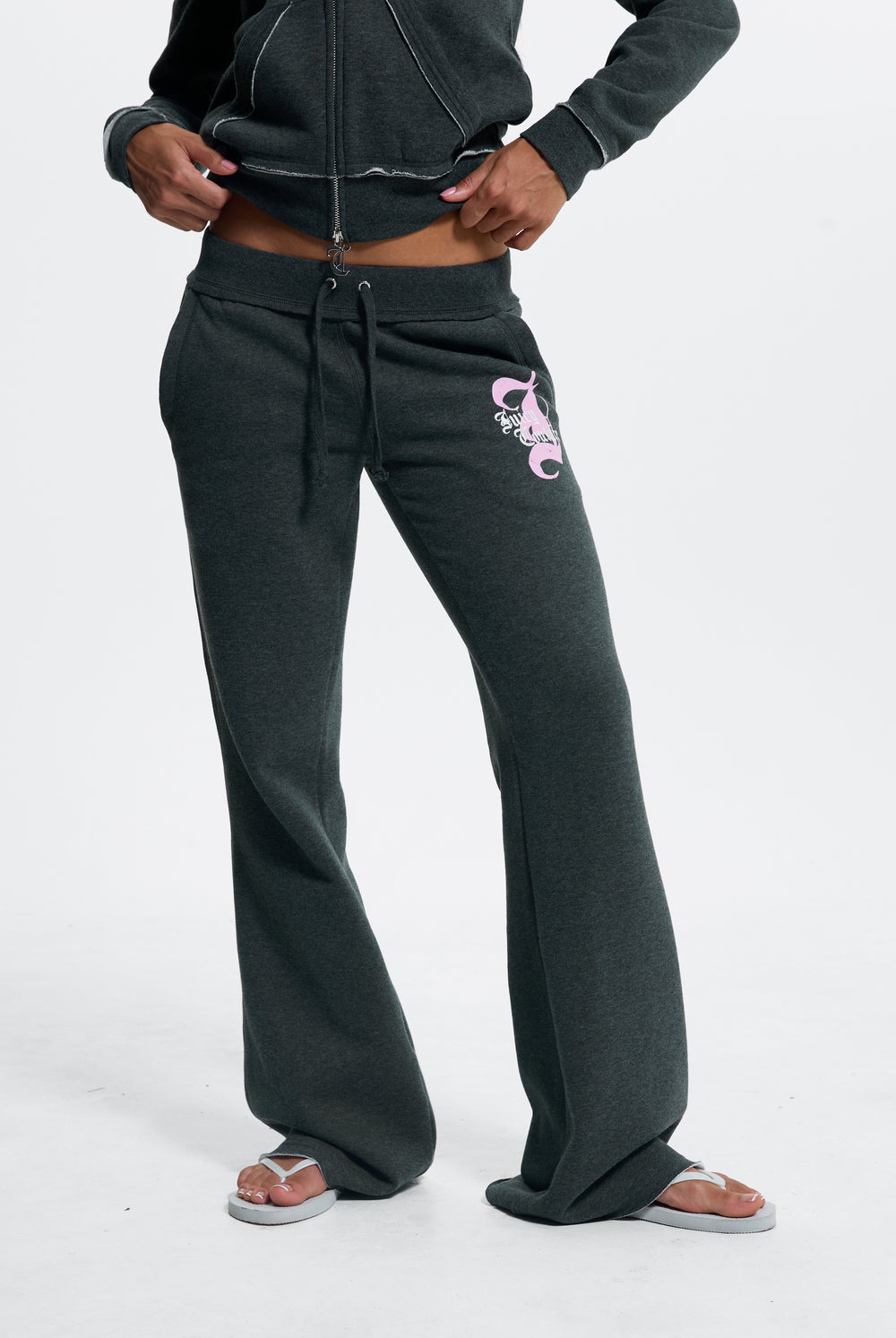 Charcoal Marl Longline Fleece Zip-Through Hoodie