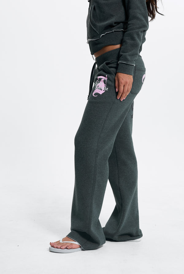 Charcoal Marl Relaxed Fit Flare Fleece Trackpant
