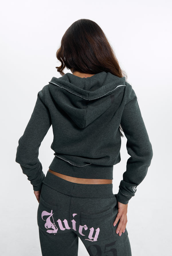 Charcoal Marl Longline Fleece Zip-Through Hoodie