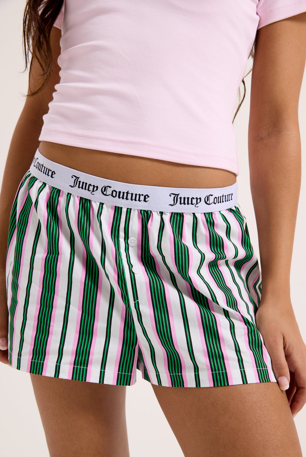 GREEN STRIPE COTTON BOXER