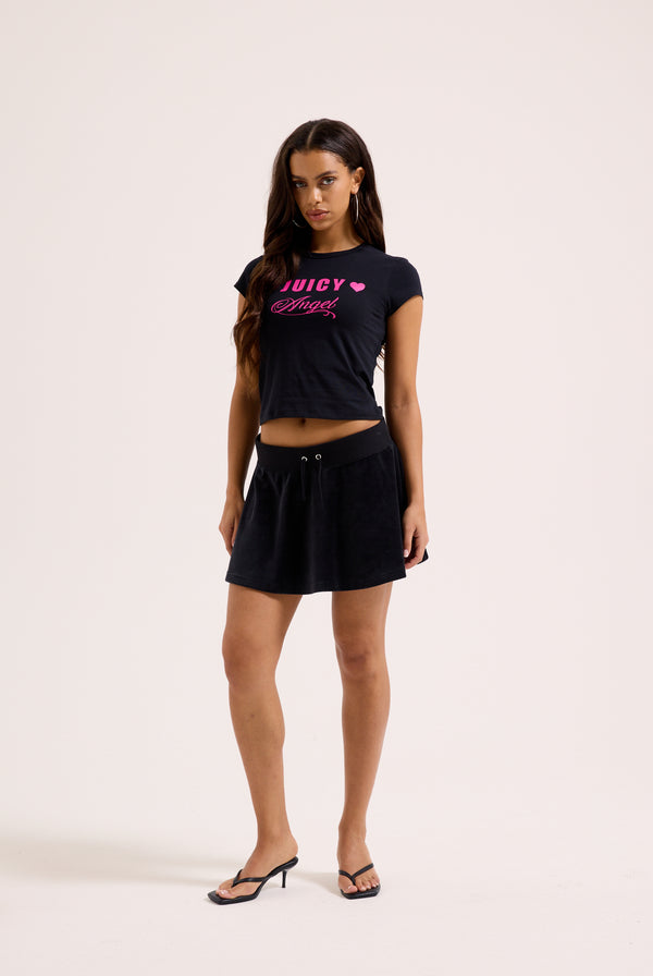 BLACK JUICY ANGEL COTTON VELOUR SKIRT
