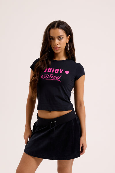 BLACK JUICY ANGEL COTTON VELOUR SKIRT