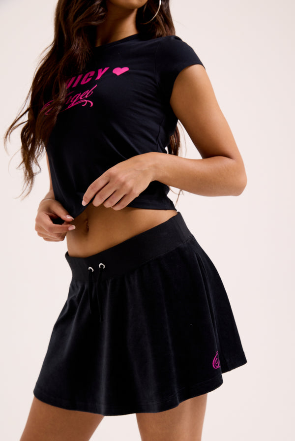 BLACK JUICY ANGEL COTTON VELOUR SKIRT