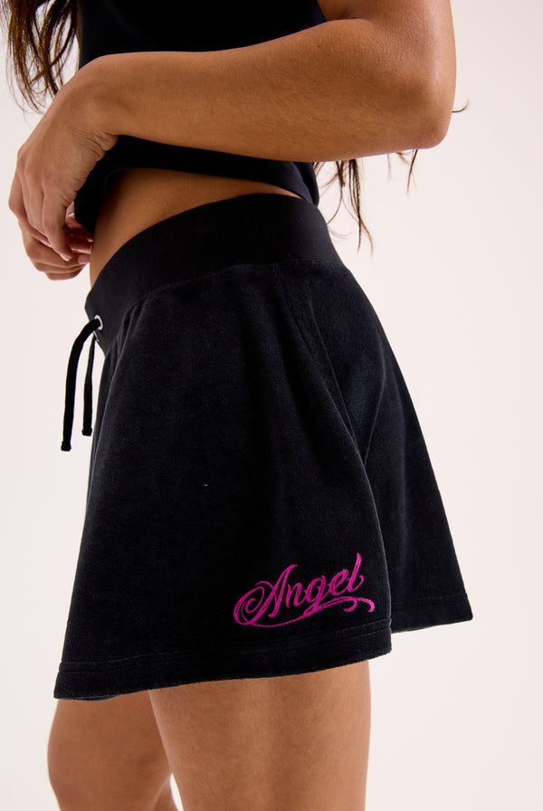 BLACK JUICY ANGEL COTTON VELOUR SKIRT
