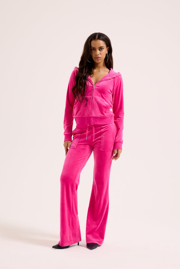 NOSTALGIA PINK CROP OVERSIZED CLASSIC VELOUR HOODIE